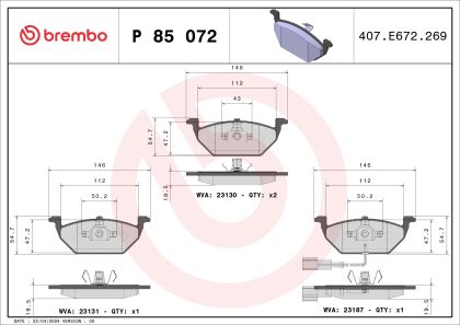Placute frana BREMBO P85072X