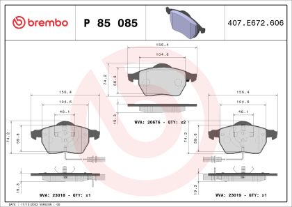Placute frana BREMBO P85085