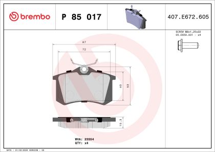 Placute frana BREMBO P85017