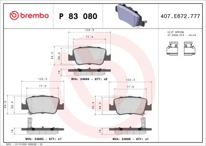 Placute frana BREMBO P83080