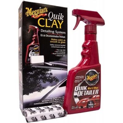 Kit decontaminare vopsea auto MEGUIARS Quick Clay Starter Kit G1116EUMG, argila decontaminare si lubrifiant argila 473 ml