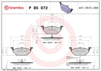 Placute frana BREMBO P85072X